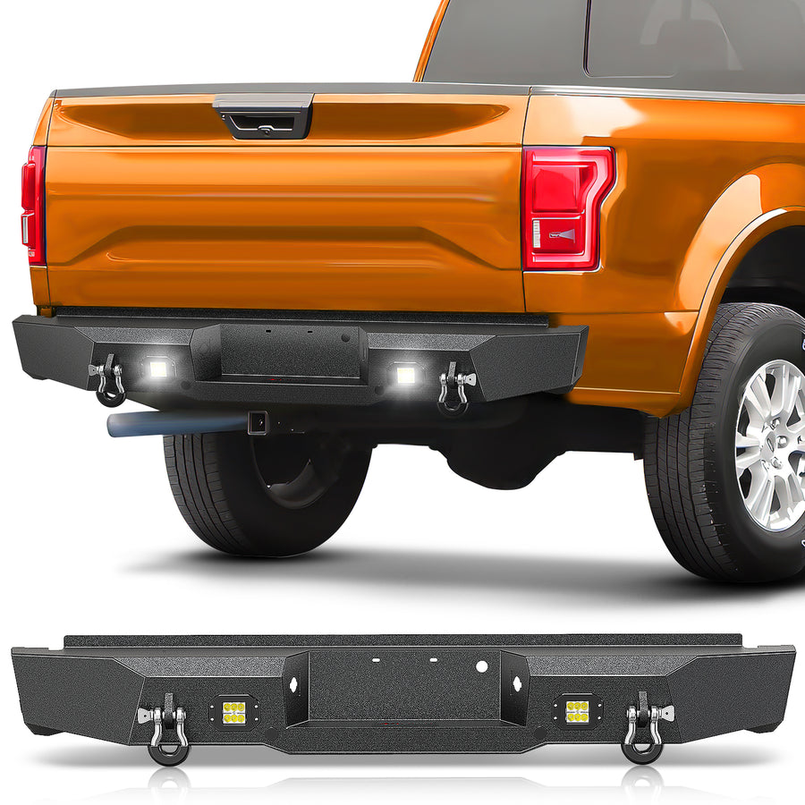 Nilight Rear Step Bumper Compatible with 2011 2012 2013 2014 2015 2016 3rd Gen Ford F250 F350 F450 Super Duty Pickup Truck Bumper with LED Lights, Sensor Holes and D-rings