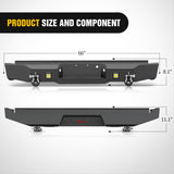 Nilight Rear Step Bumper Compatible with 2011 2012 2013 2014 2015 2016 3rd Gen Ford F250 F350 F450 Super Duty Pickup Truck Bumper with LED Lights, Sensor Holes and D-rings, view 2