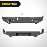 Nilight Rear Step Bumper Compatible with 2020 2021 2022 2023 2024 2025 Gladiator JT Super Duty Pickup Truck Bumper with LED Lights, Sensor Holes and D-rings, view 2