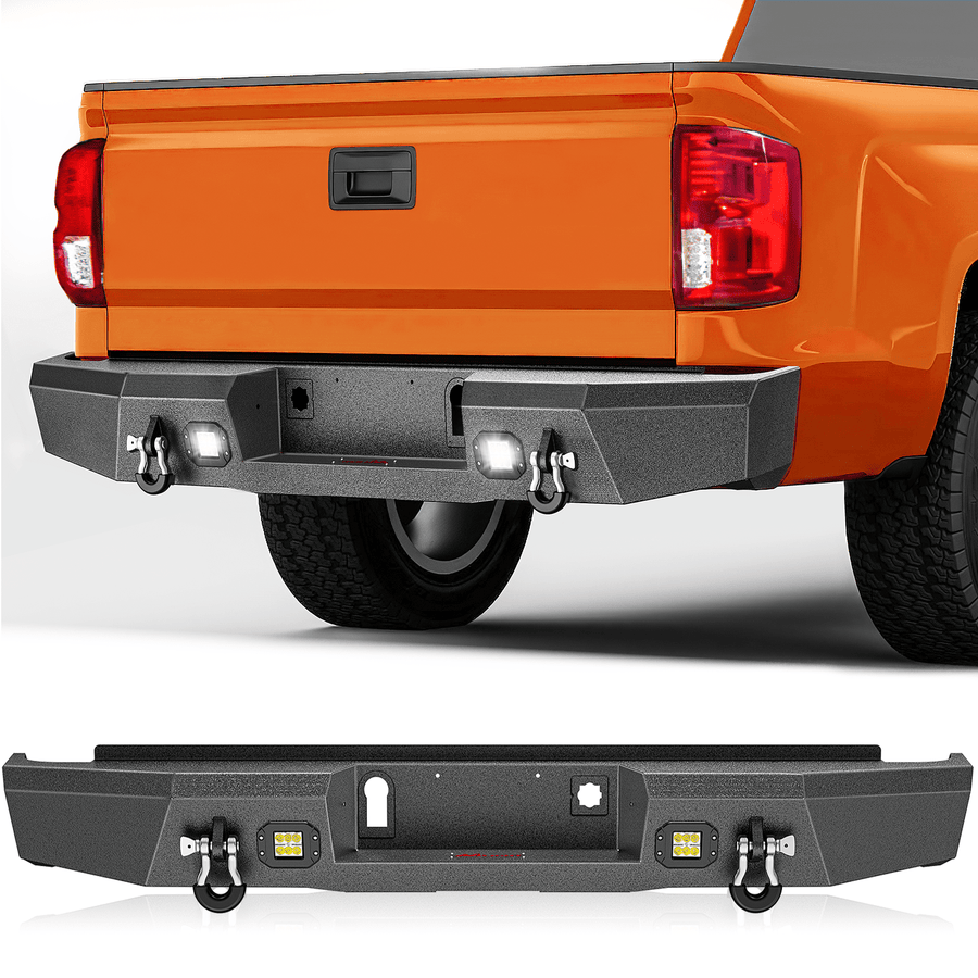 Nilight 2016 2017 2018 Chevy Silverado 1500 Rear Bumper Textured Black Solid Steel 120W Light Bar 18W Light Pods