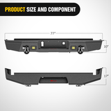 Nilight 2016 2017 2018 Chevy Silverado 1500 Rear Bumper Textured Black Solid Steel 120W Light Bar 18W Light Pods, view 2