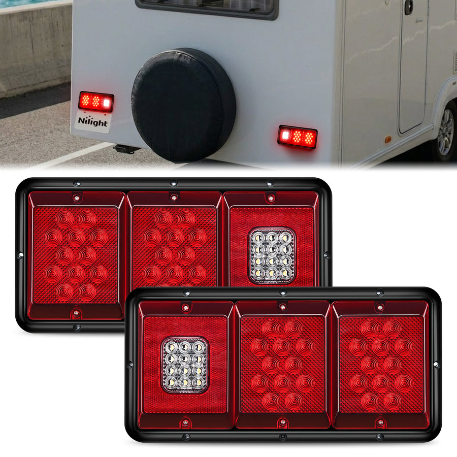 Nilight Rectangle Red LED Triple Tail Lights