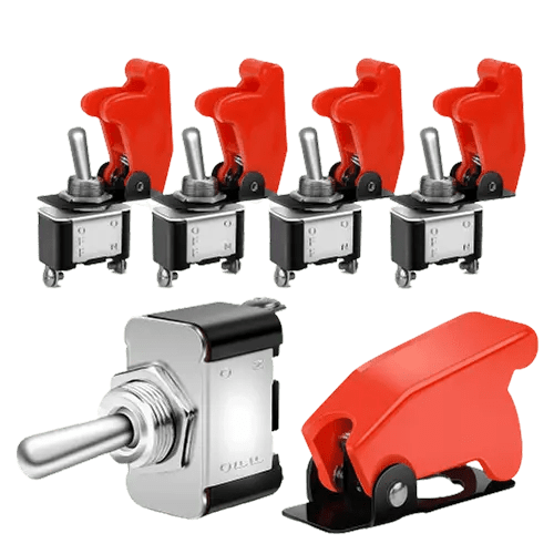 Nilight 5Pcs Red Cover SPST ON/Off Toggle Switch