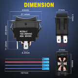 Nilight RET EXT Reverse Polarity Toggle Switches 2PCS On Off On DPDT 3 Position 12VDC Motor Control Power Jack Leveling Momentary DPDT 4Pin 20A Switch w/Jumper Wire for Tongue Trailer, view 3