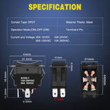 Nilight RET EXT Reverse Polarity Toggle Switches 2PCS On Off On DPDT 3 Position 12VDC Motor Control Power Jack Leveling Momentary DPDT 4Pin 20A Switch w/Jumper Wire for Tongue Trailer, view 6