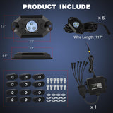 Nilight RGB LED Rock Lights Kit 6PCS Bluetooth App Control Multicolor | Magnetic Base Underglow Neon Light Pods IP68 Waterproof Flashing Music Mode for Truck ATV UTV RZR SUV, view 2