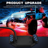 Nilight RGB LED Rock Lights Kit 6PCS Bluetooth App Control Multicolor | Magnetic Base Underglow Neon Light Pods IP68 Waterproof Flashing Music Mode for Truck ATV UTV RZR SUV, view 6