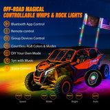 Nilight RGB LED Whip Light 2PCS 3FT with 6 Rock Lights Combo | APP and Remote Control with DIY Chasing Patterns Stop Turn Reverse Modes and Spring Base for ATV UTV RZR and Jeep, view 2