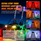 Nilight RGB LED Whip Light 2PCS 3FT with 6 Rock Lights Combo | APP and Remote Control with DIY Chasing Patterns Stop Turn Reverse Modes and Spring Base for ATV UTV RZR and Jeep, view 3