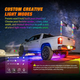 Nilight RGB LED Whip Light 2PCS 3FT with 6 Rock Lights Combo | APP and Remote Control with DIY Chasing Patterns Stop Turn Reverse Modes and Spring Base for ATV UTV RZR and Jeep, view 4