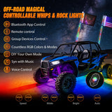 Nilight RGB LED Whip Light 2PCS 3FT with 8 Rock Lights Combo | APP and Remote Control with DIY Chasing Patterns Turn Signal Brake Reverse Functions and Spring Base for ATV UTV RZR and Jeep, view 2