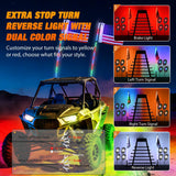 Nilight RGB LED Whip Light 2PCS 3FT with 8 Rock Lights Combo | APP and Remote Control with DIY Chasing Patterns Turn Signal Brake Reverse Functions and Spring Base for ATV UTV RZR and Jeep, view 3