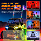 Nilight RGB LED Whip Light 2PCS 4FT with 4 Rock Lights Combo | APP and Remote Control with DIY Chasing Patterns Turn Signal Brake Reverse Functions and Spring Base for ATV UTV RZR and Jeep, view 3