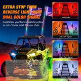 Nilight RGB LED Whip Light 2PCS 4FT with 6 Rock Lights Combo | APP and Remote Control with DIY Chasing Patterns Stop Turn Reverse Modes and Spring Base for ATV UTV RZR and Jeep, view 3