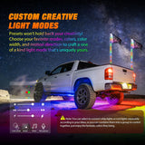 Nilight RGB LED Whip Light 2PCS 4FT with 6 Rock Lights Combo | APP and Remote Control with DIY Chasing Patterns Stop Turn Reverse Modes and Spring Base for ATV UTV RZR and Jeep, view 4