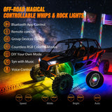 Nilight RGB LED Whip Light 2PCS 4FT with 8 Rock Lights Combo | APP and Remote Control with DIY Chasing Patterns Turn Signal Brake Reverse Functions and Spring Base for ATV UTV Jeep, view 2