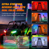 Nilight RGB LED Whip Light 2PCS 4FT with 8 Rock Lights Combo | APP and Remote Control with DIY Chasing Patterns Turn Signal Brake Reverse Functions and Spring Base for ATV UTV Jeep, view 3