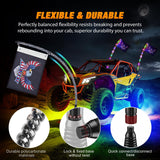 Nilight RGB LED Whip Light 2PCS 4FT with 8 Rock Lights Combo | APP and Remote Control with DIY Chasing Patterns Turn Signal Brake Reverse Functions and Spring Base for ATV UTV Jeep, view 6
