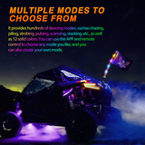 Nilight RGB Whip Light 1PC 3FT Lighted Antenna Whips with Remote & App Control DIY Chasing Patterns Brake Reverse Lights for ATV UTV Polaris RZR Can-am Dune Buggy Pickup Trucks Jeep, view 3