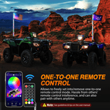 Nilight RGB Whip Light 1PC 5FT Lighted Antenna Whips with Remote & App Control DIY Chasing Patterns Brake Reverse Lights for ATV UTV Polaris RZR Can-am Dune Buggy Pickup Trucks Jeep, view 3