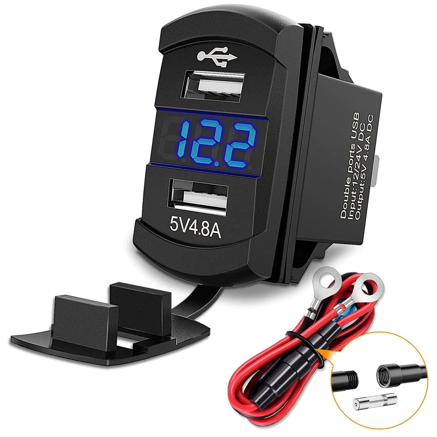 Nilight Rocker Switch Style Dual USB Charger LED Voltmeter