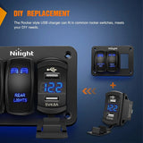 Nilight Rocker Switch Style Dual USB Charger LED Voltmeter, view 4