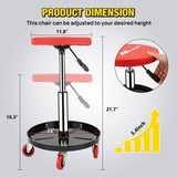 Nilight Rolling Mechanic Stool 330LBS Pneumatic Adjustable Swivel PU Seat | 360° Swivel Casters Steel Tool Tray Waterproof Seat for Garage Auto Repair Shop Workshop Warehouse Heavy Duty Workbench Stool, view 2