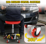 Nilight Rolling Mechanic Stool 330LBS Pneumatic Adjustable Swivel PU Seat | 360° Swivel Casters Steel Tool Tray Waterproof Seat for Garage Auto Repair Shop Workshop Warehouse Heavy Duty Workbench Stool, view 3