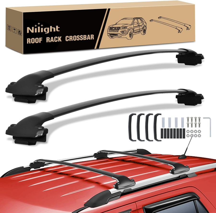 Nilight Roof Rack Cross Bars Compatible with Ford Explorer 2020 2021 2022 with Factory Side Rails, Adjustable Aluminum Less Wind Noise Car Crossbars for Cargo Carrier Luggage Box Kayak Tent Snowboard
