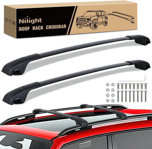 Nilight Roof Rack Cross Bars Fit for Jeep Renegade 2015 16 17 18 19 20 2021 with Factory Side Rails,Adjustable Aluminum Less Wind Noise Car Crossbars for Cargo Carrier Luggage Box Kayak Tent Snowboard