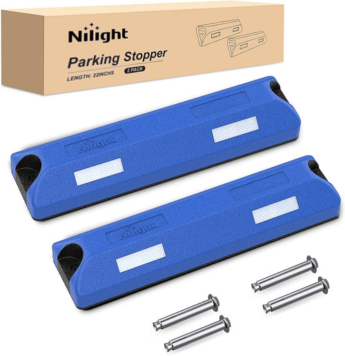Nilight Rubber Parking Curbs 2 Pack - Heavy Duty 22 Inch Garage Wheel Stops Parking aid Block for Driveway & Parking Lot, Blue