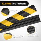 Nilight Rubber Speed Bump, 39.3Inch Heavy Duty 2 Channel Cable Protector Speed Humps for Garage Gravel Roads Asphalt Concrete, 19000 lbs Load Capacity, 2-Pack, view 6