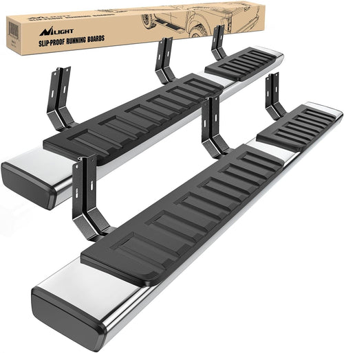 Nilight Running Boards for 1999-2016 Ford F250 F350 Super Duty/Extended Cab 2 Full-Size Door & 2 Half-Size Door 6 Inch Side Step Nerf Bars Stainless Steel
