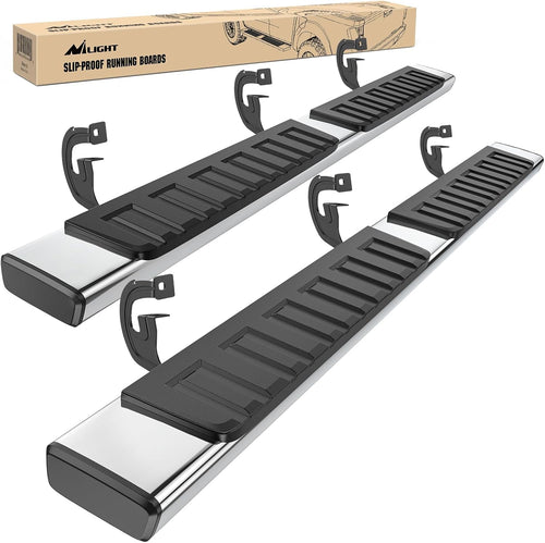 Nilight Running Boards for 2004 2005 2006 2007 2008 2009 2010 2011 2012 2013 2014 Ford F-150 Crew Cab 4 Full Size Doors 6 Inch Stainless Steel Bolt-on Side Step Nerf Bars Silver