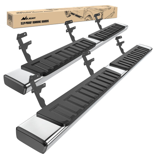 Nilight Running Boards for 2015 2016 2017 2018 2019 2020 2021 2022 2023 2024 2025 Ford F-150 SuperCrew Cab 2017 2018 2019 2020 2021 2022 2023 2024 2025 Ford F250 F350 Super Duty Crew Cab 6 Inch Stainless Steel Bolt-on Side Step Nerf Bars
