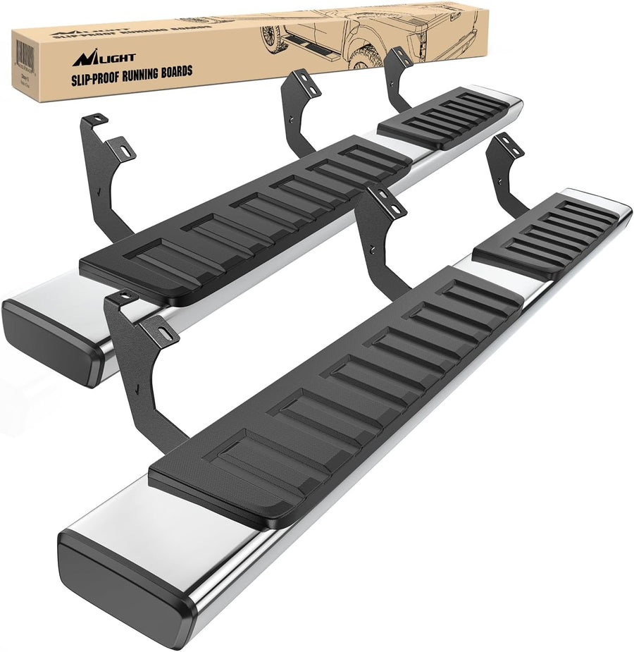 Nilight Running Boards for Toyota Tacoma 2005-2023 Double Cab | for 2 Full-Size Door & 2 Half-Size Door 6 Inch Side Step Nerf Bars Stainless Steel