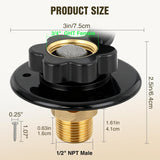 Nilight RV City Water Inlet with Check Valve 1/2 Inch NPT Male to 3/4 Inch GHT Female Brass City Water Fill Inlet Flange Connection Fittings for RV Camper Trailer Marine Hose Water Connector Replacement Black, view 2