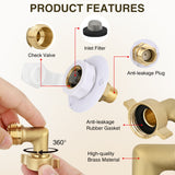 Nilight RV City Water Inlet with Check Valve & 90 Degree Hose Elbow 1/2Inch NPT Male to 3/4Inch GHT Female City Water Fill Inlet Flange Connection Fittings Connector Replacement for RV Camper Trailer Marine, view 4