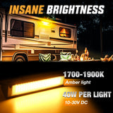 Nilight RV Exterior Light 13 Inch Amber Beam Porch Lights Black Aluminum, view 3