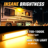 Nilight RV Exterior Light 13 Inch Amber Beam Porch Lights White Aluminum, view 3