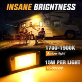 Nilight RV Exterior Light 2PCS 5 Inch Amber Beam Porch Lights Black Aluminum, view 3