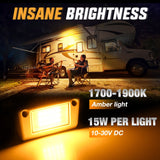 Nilight RV Exterior Light 2PCS 5 Inch Amber Beam Porch Lights White Aluminum, view 3