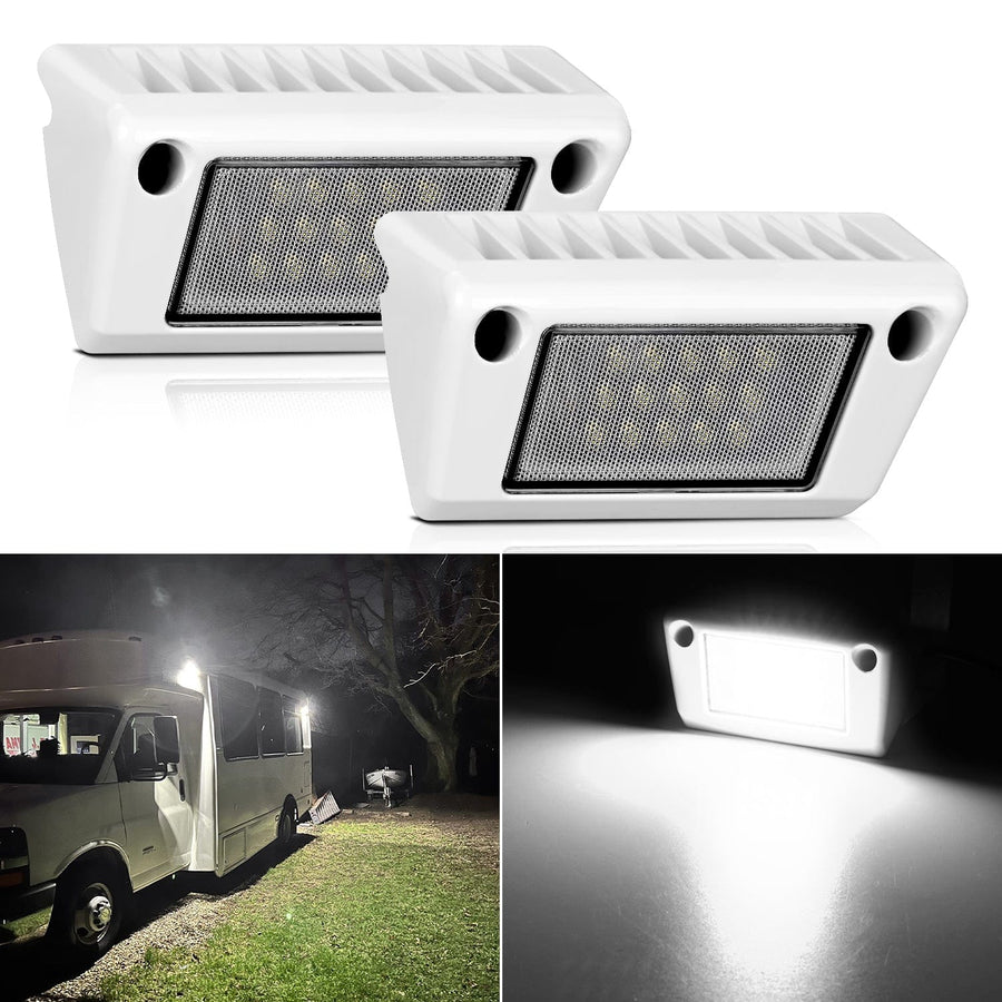 Nilight RV Exterior Light 2PCS 5 Inch White Beam Porch Lights White Aluminum