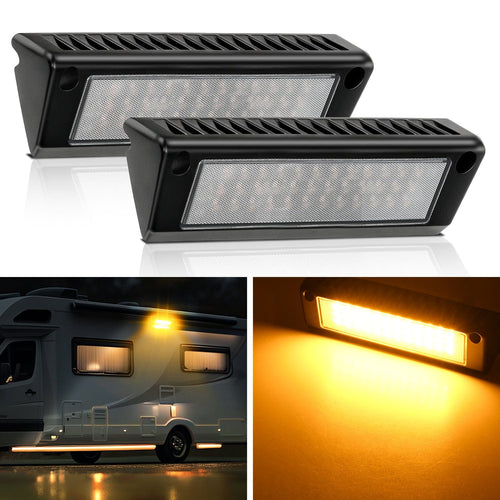 Nilight RV Exterior Light 2PCS 9 Inch Amber Beam Porch Lights Black Aluminum