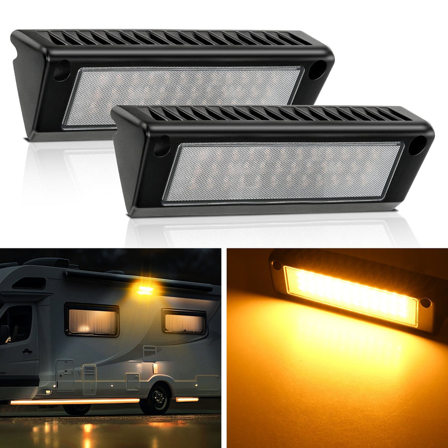 Nilight RV Exterior Light 2PCS 9 Inch Amber Beam Porch Lights Black Aluminum