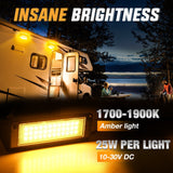 Nilight RV Exterior Light 2PCS 9 Inch Amber Beam Porch Lights Black Aluminum, view 3