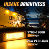 Nilight RV Exterior Light 2PCS 9 Inch Amber Beam Porch Lights White Aluminum, view 3