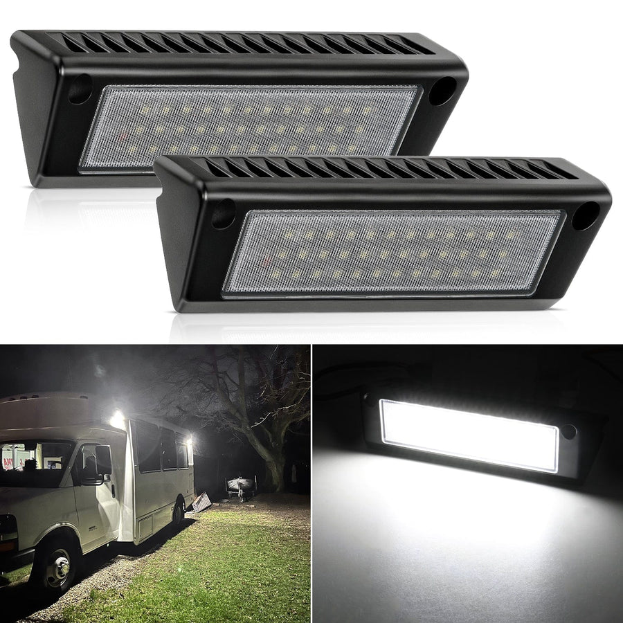 Nilight RV Exterior Light 2PCS 9 Inch White Beam Porch Lights Black Aluminum