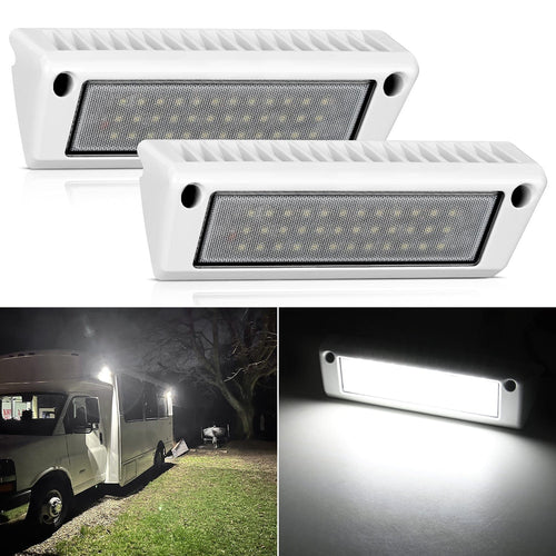 Nilight RV Exterior Light 2PCS 9 Inch White Beam Porch Lights White Aluminum