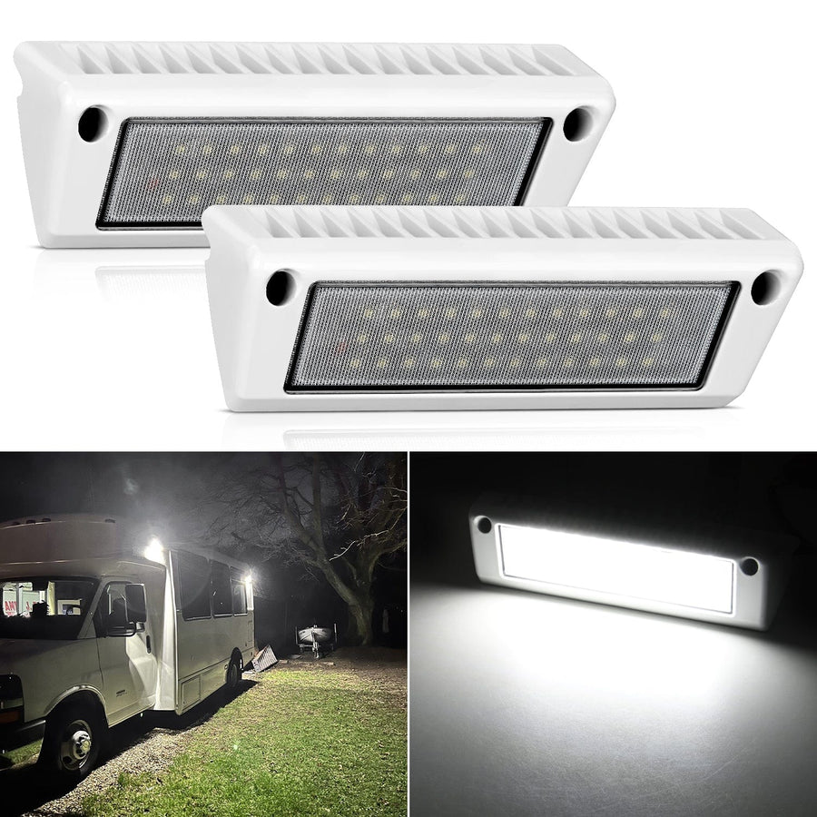 Nilight RV Exterior Light 2PCS 9 Inch White Beam Porch Lights White Aluminum